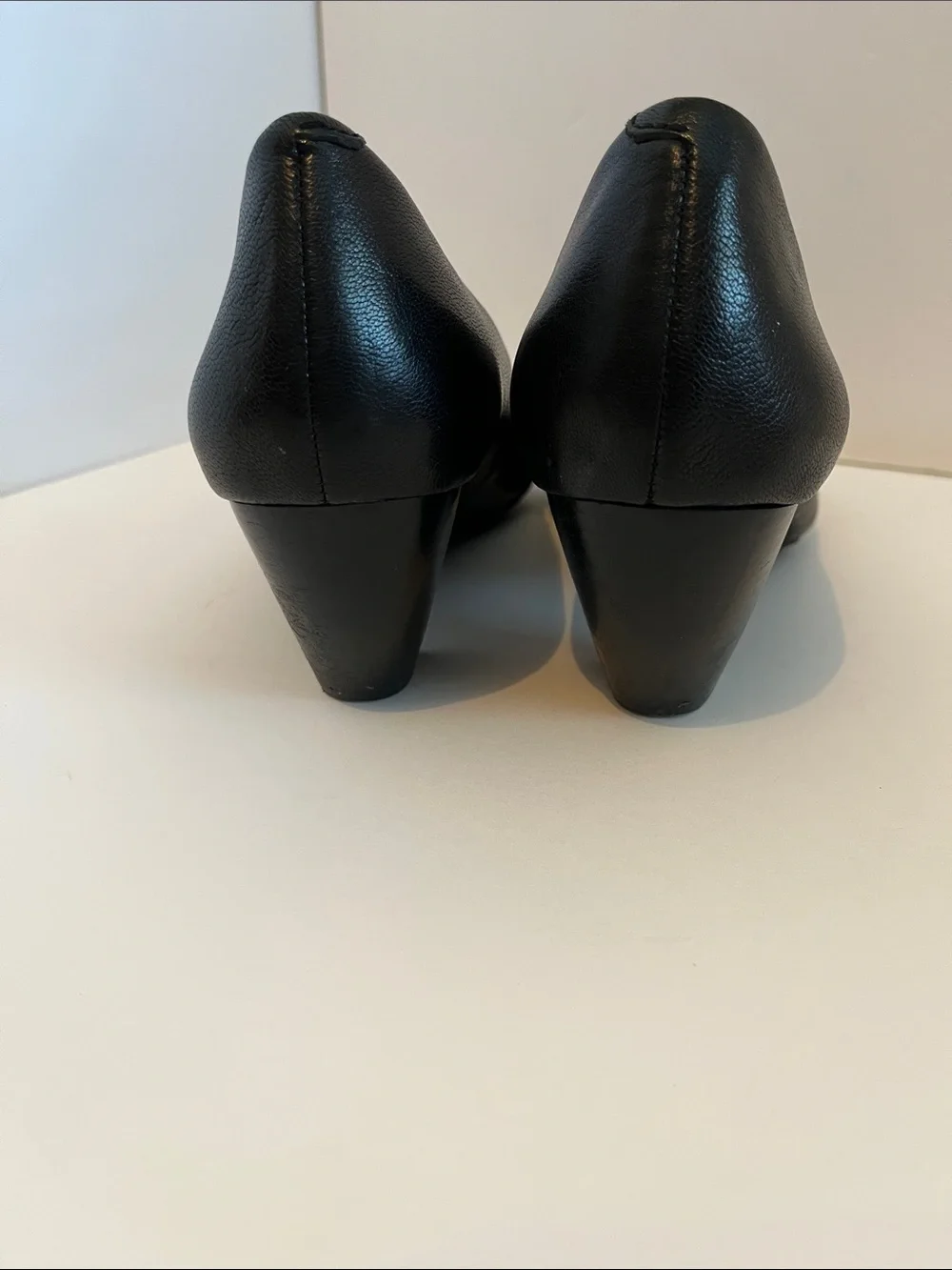 BareTraps Black Leather Mid-Heel Pumps with Stud Detail